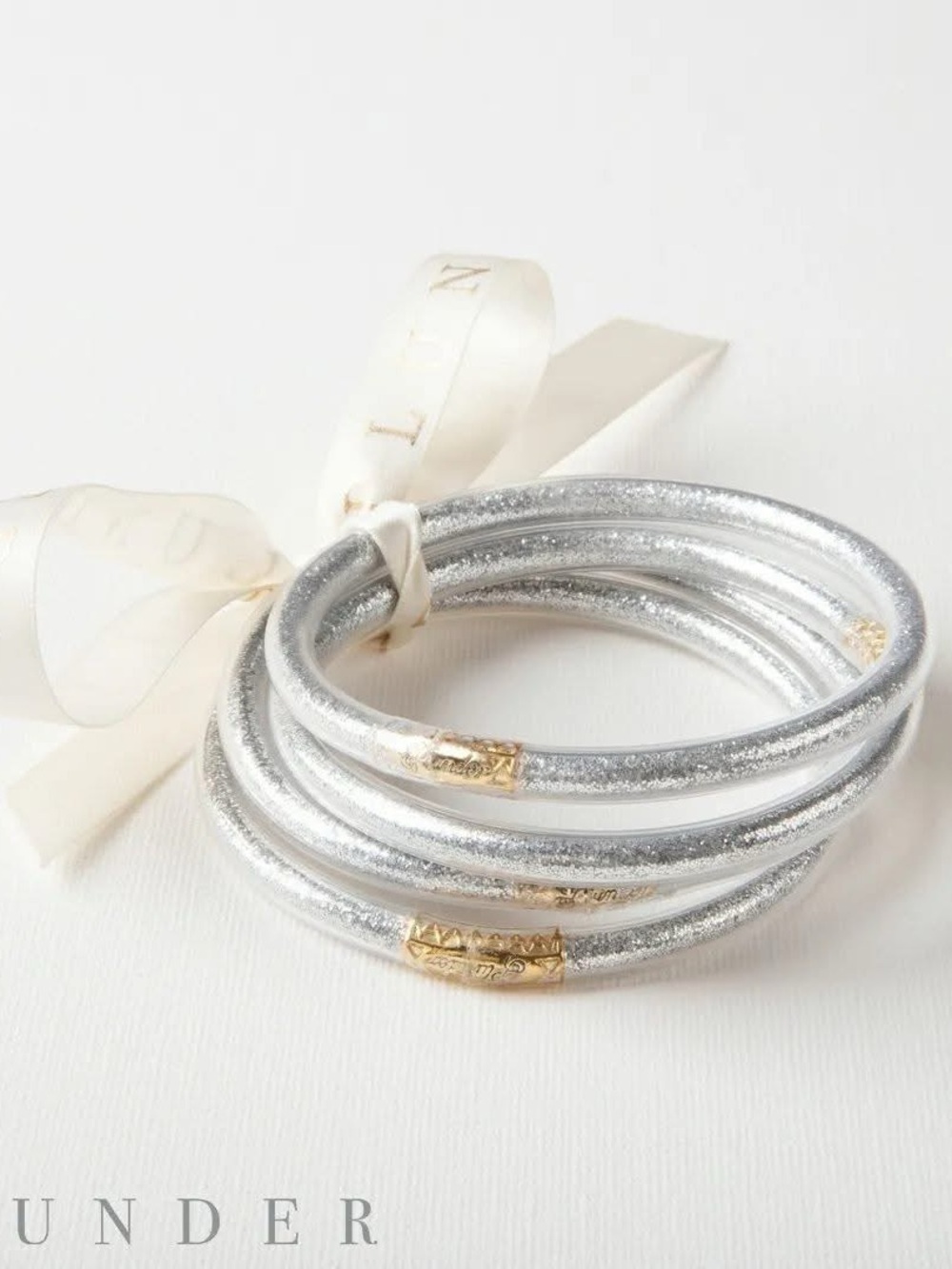 Plunder Design Glitter Jelly Bracelet Set Silver Core Color - Marlene